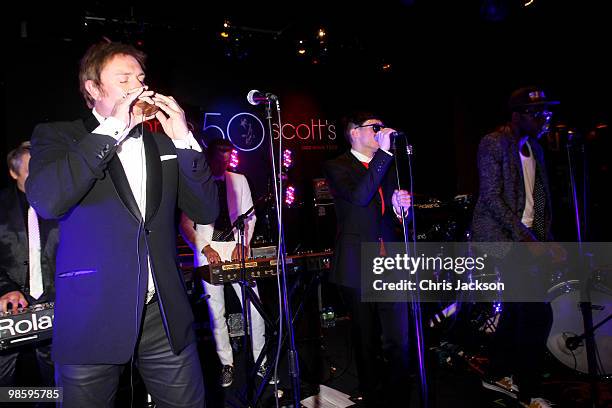 Simon Le Bon performs during the Gucci Icon Temporary store opening afterparty at Ronnie Scott's on April 21, 2010 in London, England.