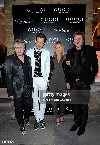 Nick Rhodes, Mark Ronson, Frida Giannini and Simon Le Bon attend the Gucci Icon Temporary store opening on April 21, 2010 in London, England.