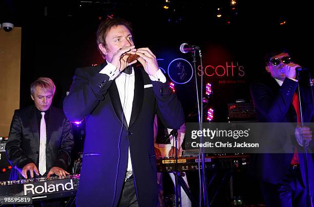 Simon Le Bon performs during the Gucci Icon Temporary store opening afterparty at Ronnie Scott's on April 21, 2010 in London, England.