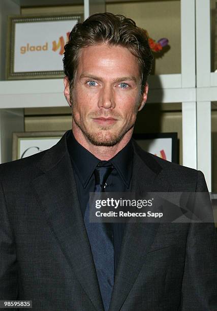 Jason Lewis arrives at GBK Celebrity Gift Lounge Backstage at The 21st Annual GLAAD Media Awards at Hyatt Regency Century Plaza on April 17, 2010 in...