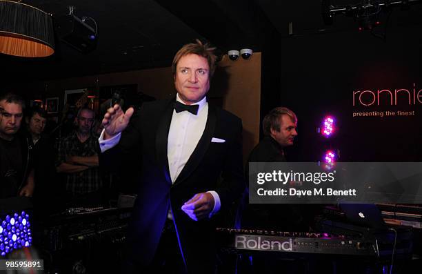 Simon Le Bon and Nick Rhodes attend the afterparty following the opening of Gucci's pop-up sneaker store, at Ronnie Scott's on April 21, 2010 in...