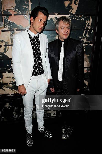 Mark Ronson and Nick Rhodes attend the Gucci Icon Temporary store opening afterparty at Ronnie Scott's on April 21, 2010 in London, England.