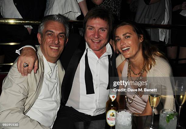 Rifat Ozbek, Simon and Yasmin Le Bon attend the afterparty following the opening of Gucci's pop-up sneaker store, at Ronnie Scott's on April 21, 2010...