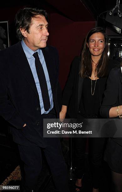 Bryan Ferry and Amanda Sheppard attend the afterparty following the opening of Gucci's pop-up sneaker store, at Ronnie Scott's on April 21, 2010 in...