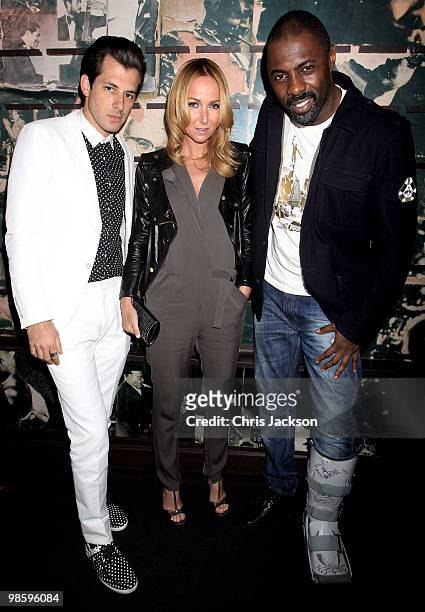 Mark Ronson, Frida Giannini and Idris Elbas attend the Gucci Icon Temporary store opening afterparty at Ronnie Scott's on April 21, 2010 in London,...