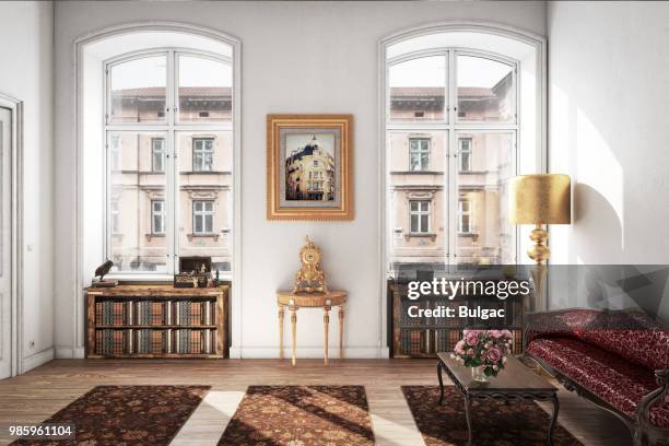 stylish and classic living room - continental_shelf stock pictures, royalty-free photos & images