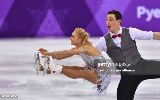 Aljona Savchenko and Bruno Massot from Germany in action during the figure skating pairs short program of the 2018 Winter Olympics in the Gangneung...