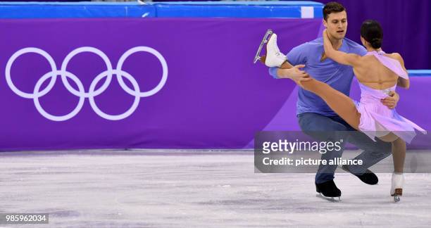 Alexander Enbert and Natalia Zabiiako from the team "Olympic Athletes from Russia " in action during the figure skating pairs short program of the...