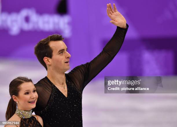 Annika Hocke and Ruben Blommaert from Germany in action during the figure skating pairs short program of the 2018 Winter Olympics in the Gangneung...