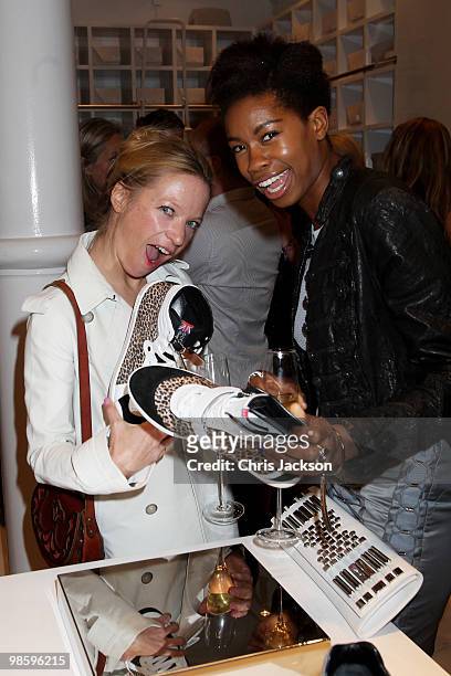 Natalie Press and Tallulah Adeyemi attend the Gucci Icon Temporary store opening on April 21, 2010 in London, England.