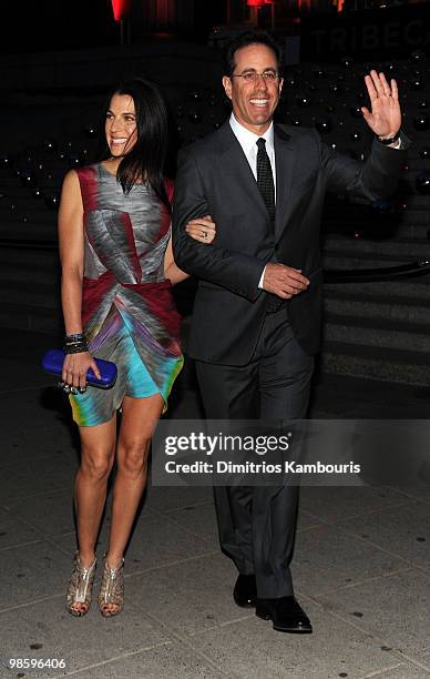 Actor Jerry Seinfeld and wife Jessica Seinfeld attends the Vanity Fair Party during the 9th Annual Tribeca Film Festival at the New York State...