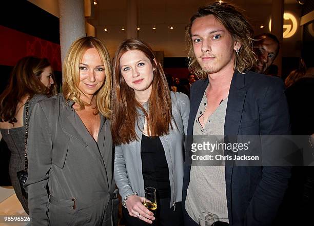 Frida Giannini , Bonnie Wright and Jamie Campbell Bower attend the Gucci Icon Temporary store opening on April 21, 2010 in London, England.