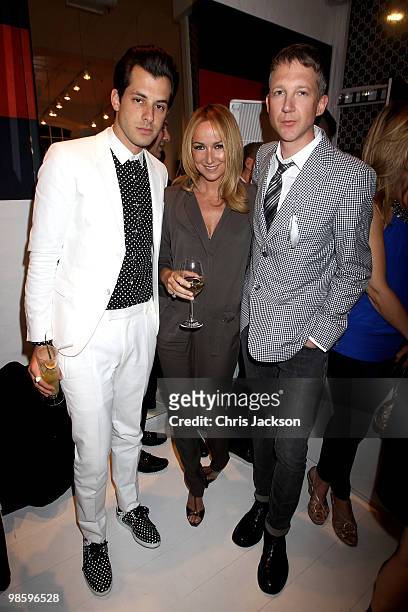 Mark Ronson , Frida Giannini and Jefferson Hack attend the Gucci Icon Temporary store opening on April 21, 2010 in London, England.
