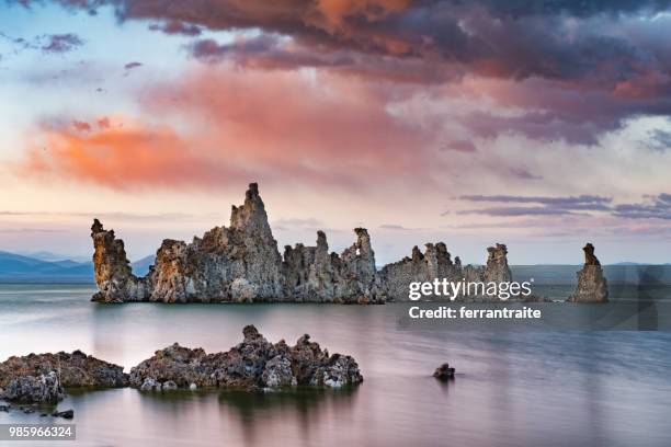 mono lake tufa state reserve - carbonaatmineraal stockfoto's en -beelden