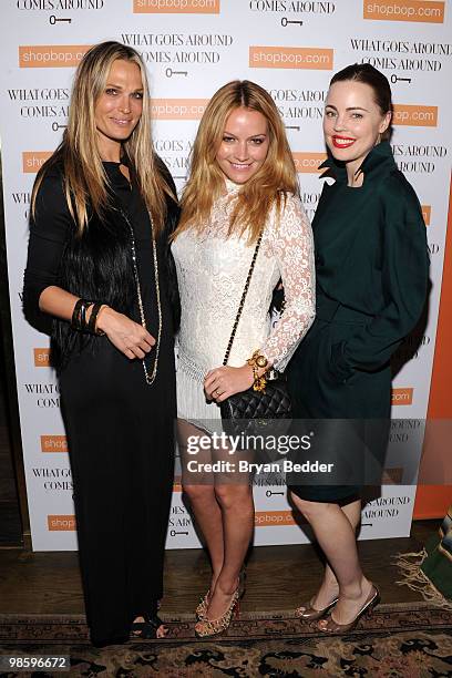 Model Molly Sims, actress Becki Newton and actress Melissa George attend the debut of a vintage Chanel accessories collection at What Goes Around...