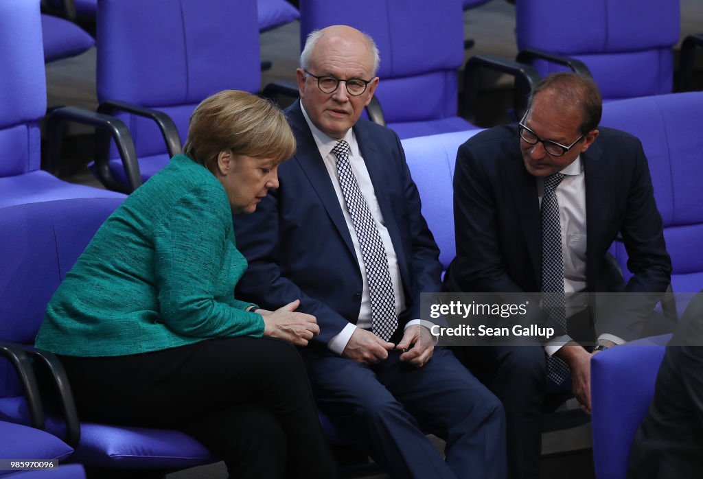 Merkel Gives Government Declaration Ahead Of E.U. And NATO Summits