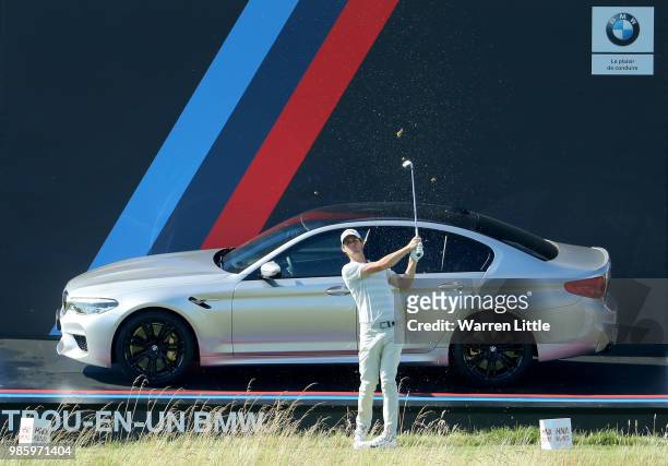 Thomas Pieters of Belgium on the 16th tee during the first round of the HNA Open de France at Le Golf National on June 28, 2018 in Paris, France. .