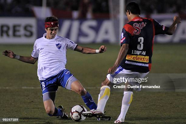 Matias Cabrera of Uruguay's Nacional in action during their match against Morelia as part of the Libertadores Cup 2010 at the Central Park Stadium on...