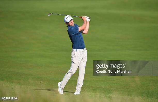 Marcel Siem of Germany plays his second shot on the 10th fairway during Day One of the HNA Open de France at Le Golf National on June 28, 2018 in...
