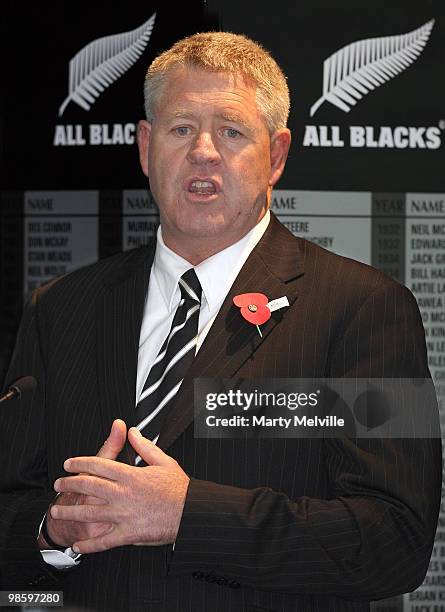 Steve Tew CEO of the New Zealand Rugby Union speaks to delegates during the New Zealand Rugby Union AGM at the NZRU HQ on April 22, 2010 in...