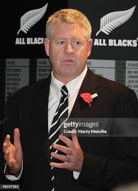 Steve Tew CEO of the New Zealand Rugby Union speaks to delegates during the New Zealand Rugby Union AGM at the NZRU HQ on April 22, 2010 in...