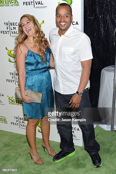 Actor Donald Faison and CaCee Cobb attend the 2010 Tribeca Film Festival opening night premiere of "Shrek Forever After" at the Ziegfeld Theatre on...