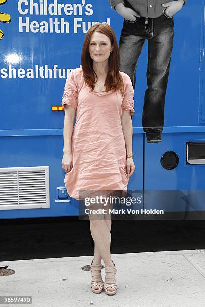 Julianne Moore poses at the kick off of the Connect Kids to Care at Children's Health Fund's New York Program on Monday April 19, 2010. The program...