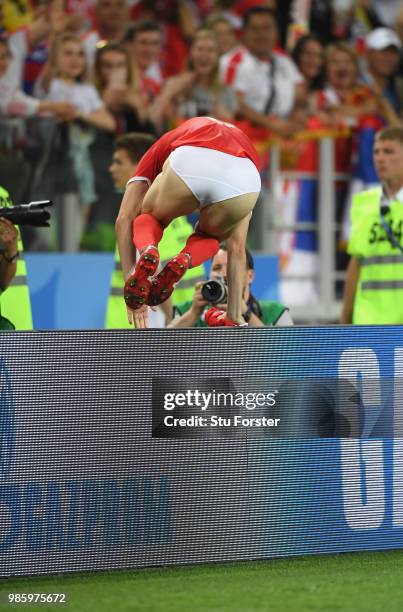 Serbia player Antonio Rukavina pictured in his underwear after the 2018 FIFA World Cup Russia group E match between Serbia and Brazil at Spartak...