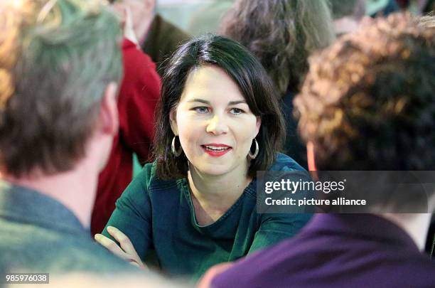 Federal chairwoman of the Alliance 90/Green Party, Annalena Baerbock , talks to party members during the traditional Political Ash Wednesday event of...