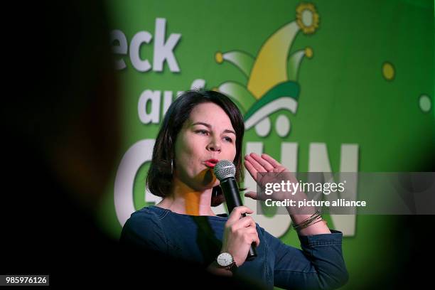 Federal chairwoman of the Alliance 90/Green Party, Annalena Baerbock delivers a speech during the traditional Political Ash Wednesday event of the...