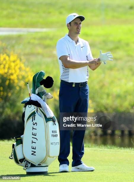 Ross Fisher of England of England on the 1st hole during the first round of the HNA Open de France at Le Golf National on June 28, 2018 in Paris,...