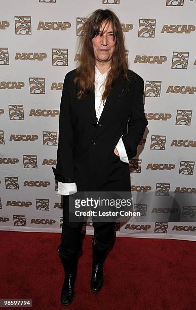 Singer/songwriter Patti Smith arrives at the 27th Annual ASCAP Pop Music Awards held at the Renaissance Hollywood Hotel on April 21, 2010 in...
