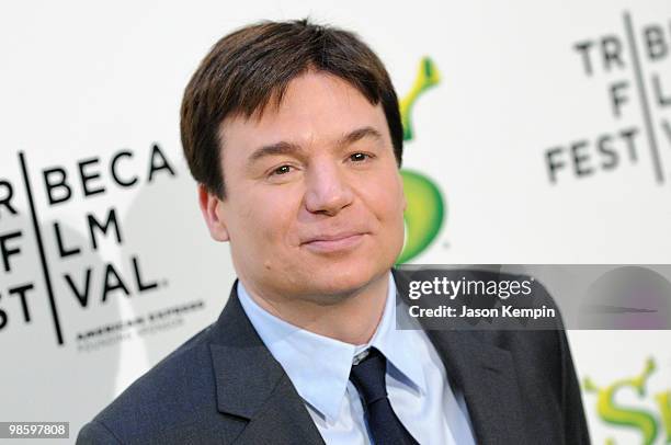 Actor Mike Myers attends the 2010 Tribeca Film Festival opening night premiere of "Shrek Forever After" at the Ziegfeld Theatre on April 21, 2010 in...