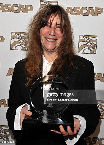 Singer/songwriter Patti Smith arrives at the 27th Annual ASCAP Pop Music Awards held at the Renaissance Hollywood Hotel on April 21, 2010 in...