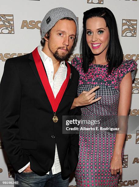 Musicians Jason Mraz and Katy Perry arrives at the 27th Annual ASCAP Pop Music Awards held at the Renaissance Hollywood Hotel on April 21, 2010 in...