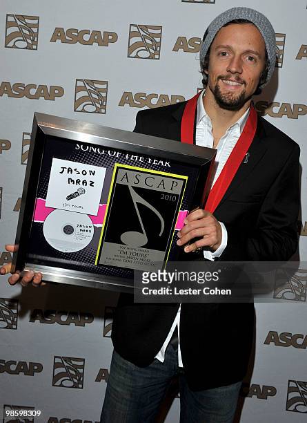 Musician Jason Mraz arrives at the 27th Annual ASCAP Pop Music Awards held at the Renaissance Hollywood Hotel on April 21, 2010 in Hollywood,...