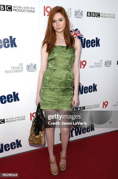 Actress Karen Gillan attends the BritWeek champagne launch red carpet event at the British Consul General's residence on April 20, 2010 in Los...