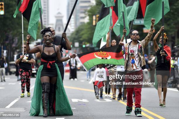 annual juneteenth parade and festival in philadelphia, pa - juneteenth celebration stock pictures, royalty-free photos & images