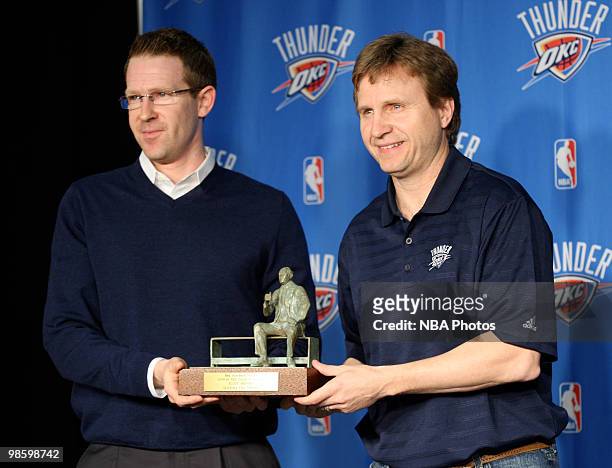 The NBA announces Head coach Scott Brooks of the Oklahoma City Thunder is the recipient of the Red Auerbach Trophy as the 2009-10 NBA Coach of the...