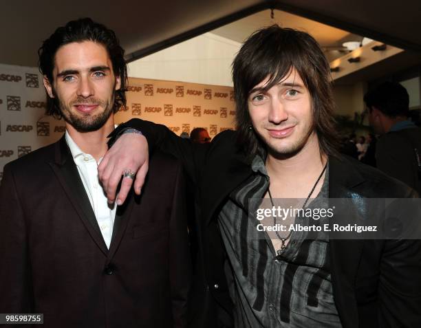 Musicians Tyson Ritter and Nick Wheeler of The All-American Rejects arrive at the 27th Annual ASCAP Pop Music Awards held at the Renaissance...