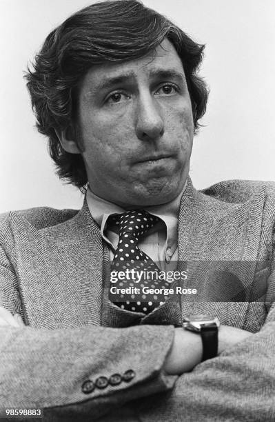 Former "Chicago Seven" defendant, social activist and California State Legislator, Tom Hayden, poses during a 1976 Pomona, California, photo...