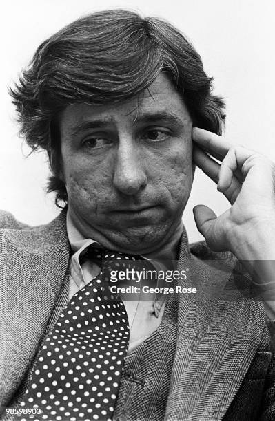 Former "Chicago Seven" defendant, social activist and California State Legislator, Tom Hayden, poses during a 1976 Pomona, California, photo...