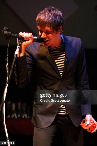 Damian Kulash of OK GO performs at Earth House Collective on April 21, 2010 in Indianapolis, Indiana.