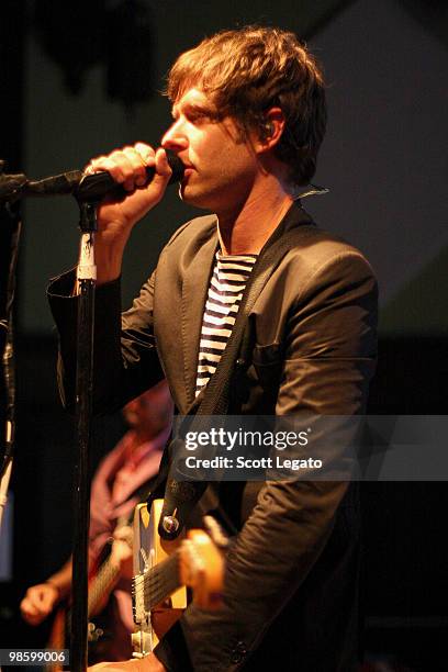 Damian Kulash of OK GO performs at Earth House Collective on April 21, 2010 in Indianapolis, Indiana.