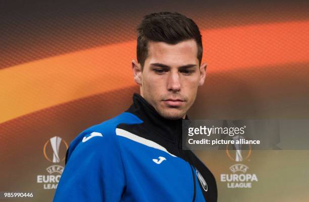 Atalanta Bergamo's Remo Freuler arrives for a press conference in Dortmund, Germany, 14 February 2018. Europa League last round of sixteen match...