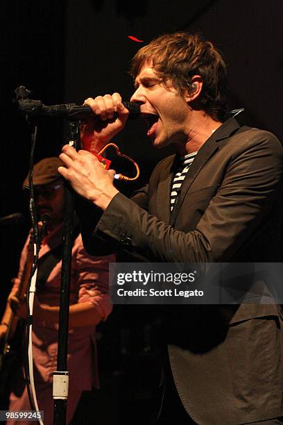 Damian Kulash of OK GO performs at Earth House Collective on April 21, 2010 in Indianapolis, Indiana.