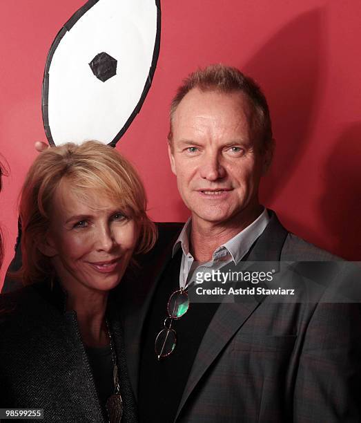 Trudie Styler and Sting attend the ''Images Of Love'' photo auction benefiting 'Leave Out Violence' at the Mutual of America Building on April 21,...