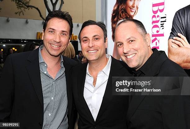 Producers Rodney Liber, Jason Blumenthal and Todd Black arrive at the premiere of CBS Films' "The Back-up Plan" held at the Regency Village Theatre...