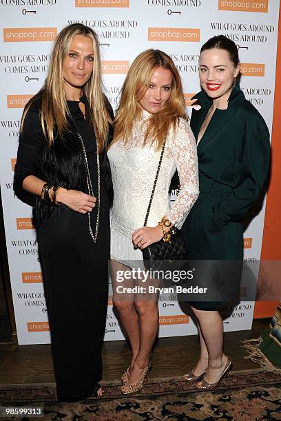 Model Molly Sims, actress Becki Newton and actress Melissa George attend the debut of a vintage Chanel accessories collection at What Goes Around...