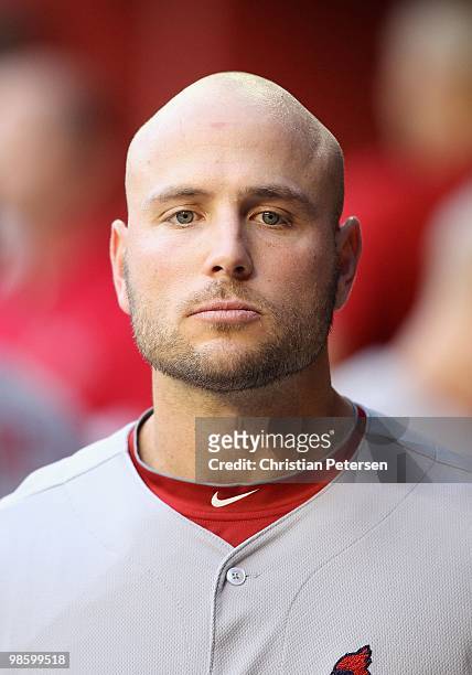Matt Holliday of the St. Louis Cardinals before the Major League Baseball game against the Arizona Diamondbacks at Chase Field on April 19, 2010 in...